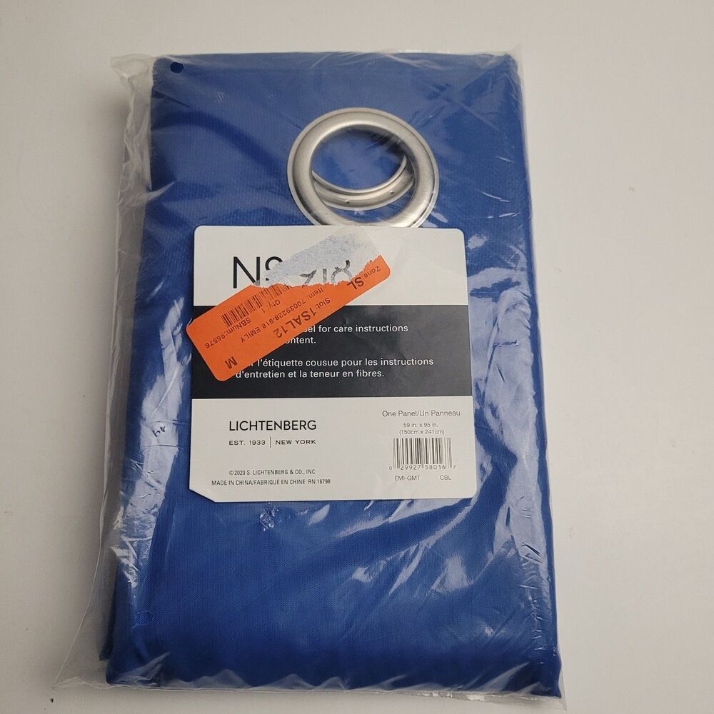 NEW No. 918 Lichtenberg Grommet One Panel Curtain 'CBL Blue' 59 x 95 inch . #BT1
